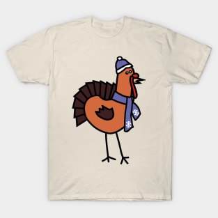 Thanksgiving Turkey Winter Periwinkle Hat and Scarf T-Shirt